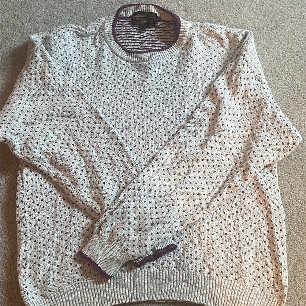 Eddie Bauer Sweater with Purple Hearts